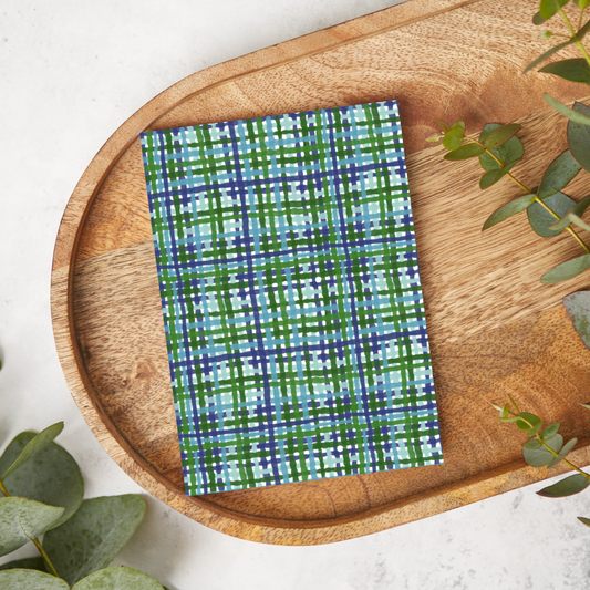 Blue and Green Wavy Watercolor Plaid | XC020 | Image Transfer Paper