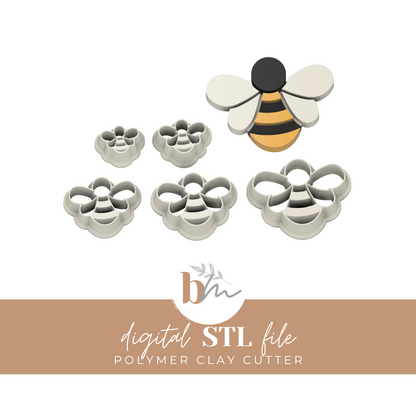 Bee - 5 Sizes | Digital STL File | Polymer Clay Tools & Cutters