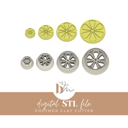 Citrus Slice (Whole) - 4 Sizes | Digital STL File | Polymer Clay Tools & Cutters