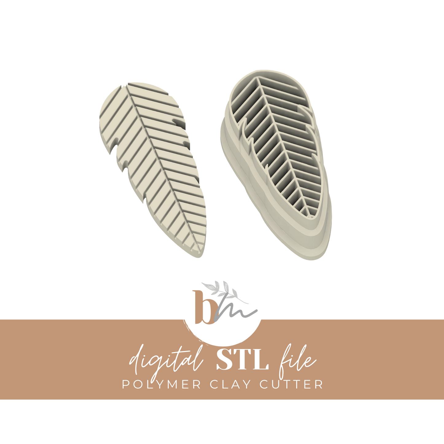 Embossed Feather | Digital STL File | Polymer Clay Tools & Cutters