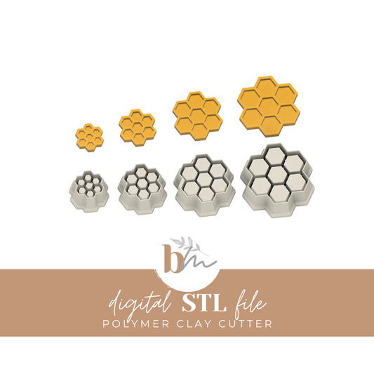 Honeycomb Full - 4 Sizes | Digital STL File | Polymer Clay Tools & Cutters