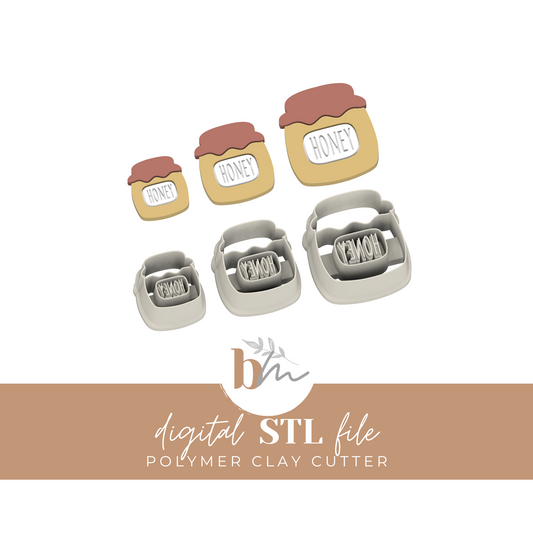 Honey Jar - 3 Sizes | Digital STL File | Polymer Clay Tools & Cutters