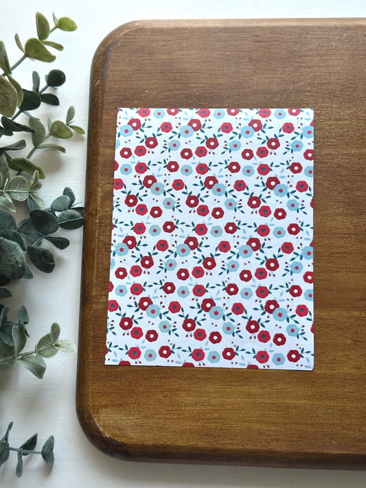 Blue and Red Vintage Ditsy Florals | FL068 | Image Transfer Paper