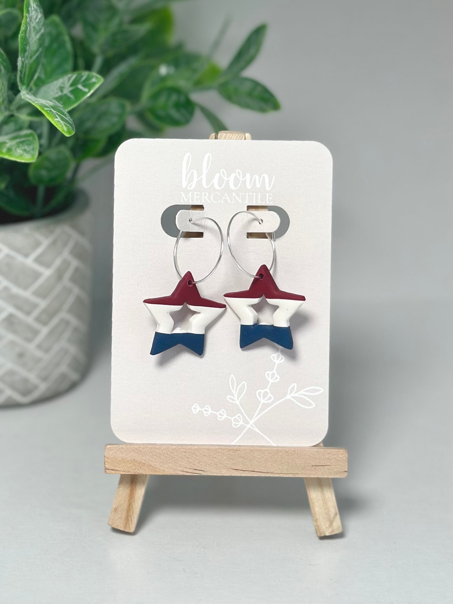 Red, White, and Blue Striped Star Dangles