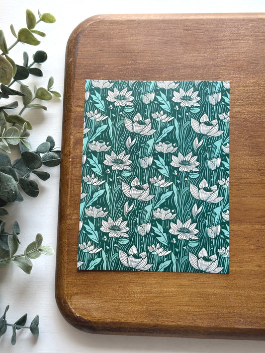 Green & Cream Flower Garden | FL074 | Image Transfer Paper