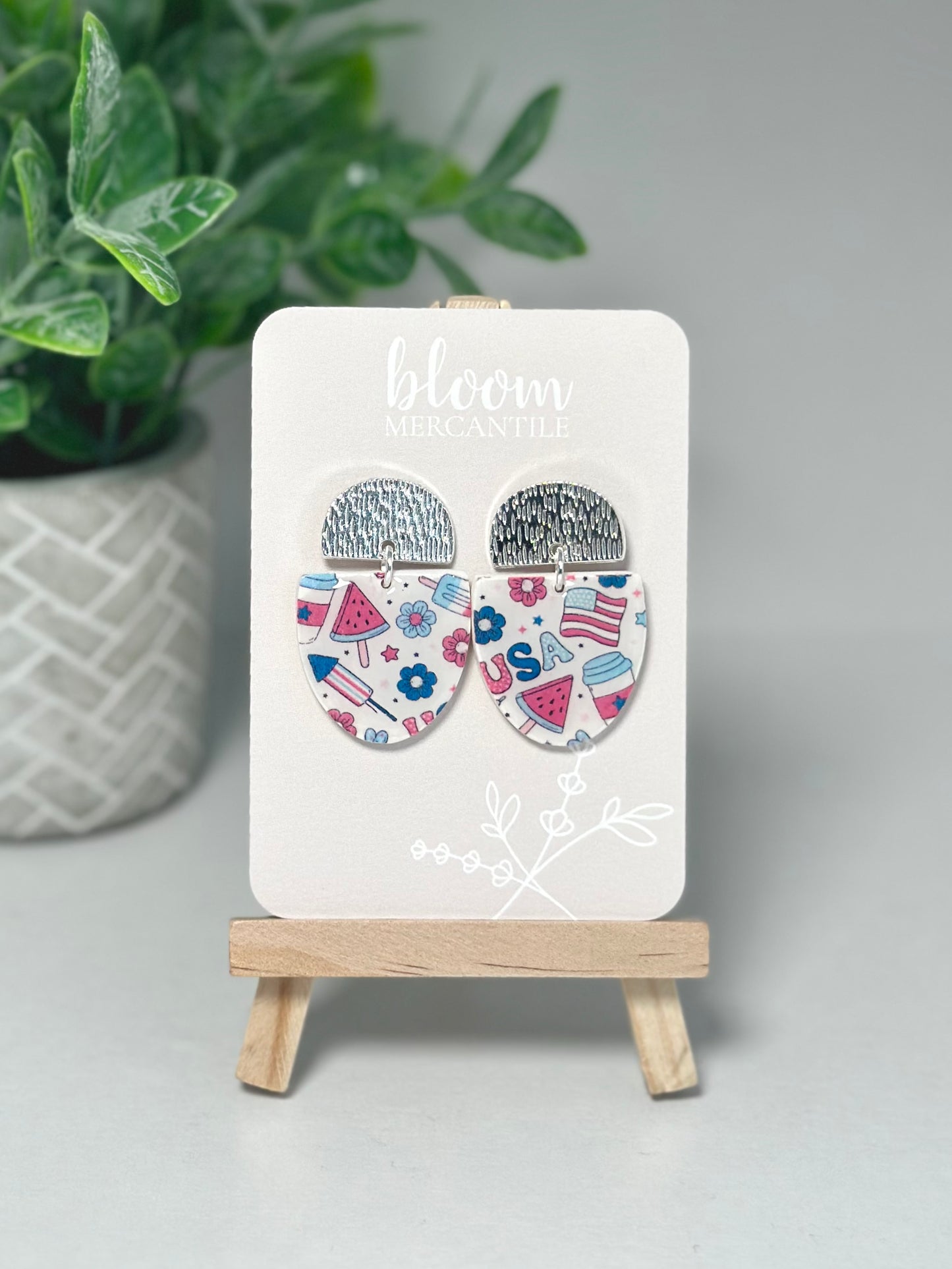 USA Doodle Print Dangles