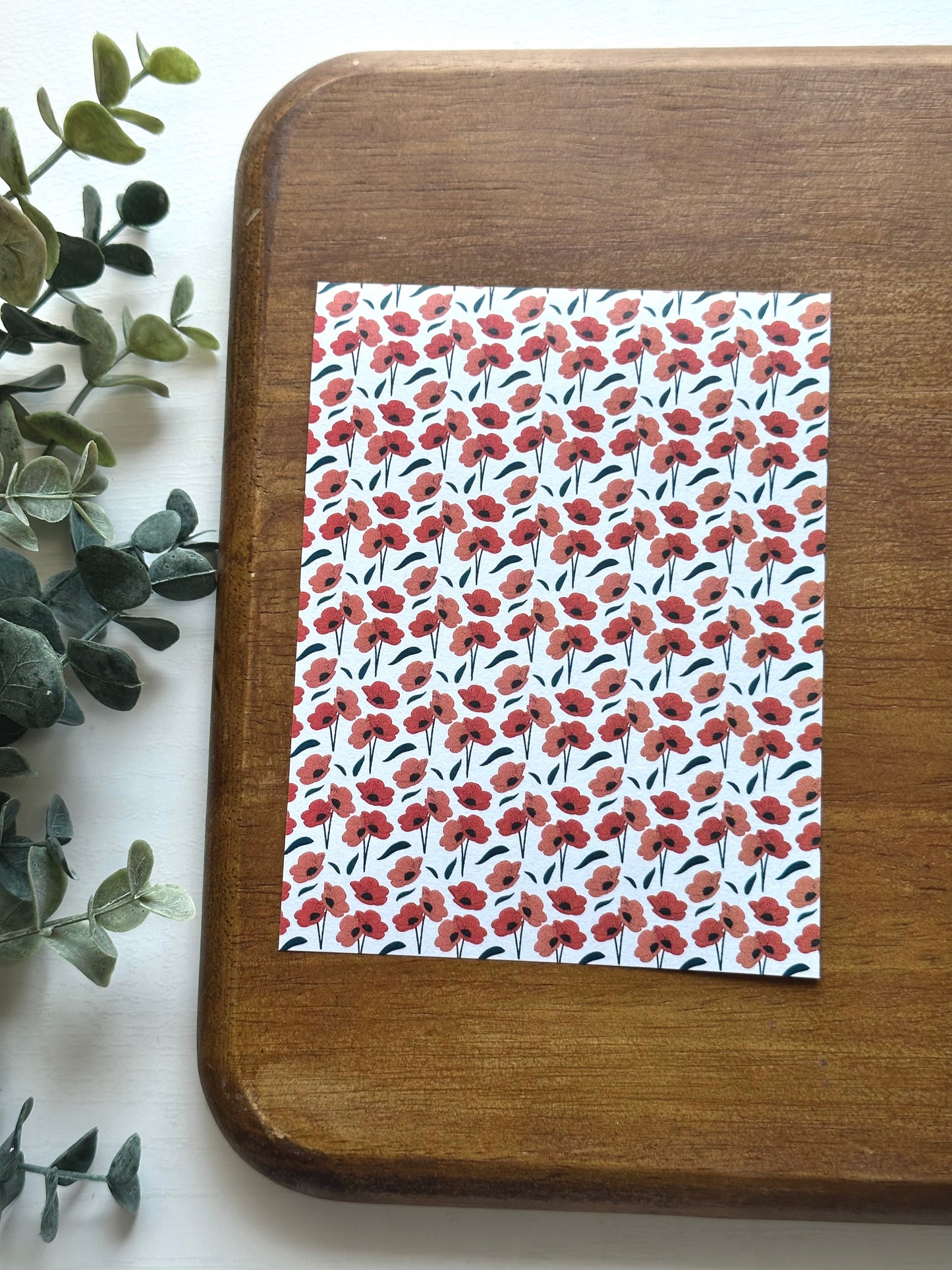 Vintage Red Poppy Stems | FL069 | Image Transfer Paper