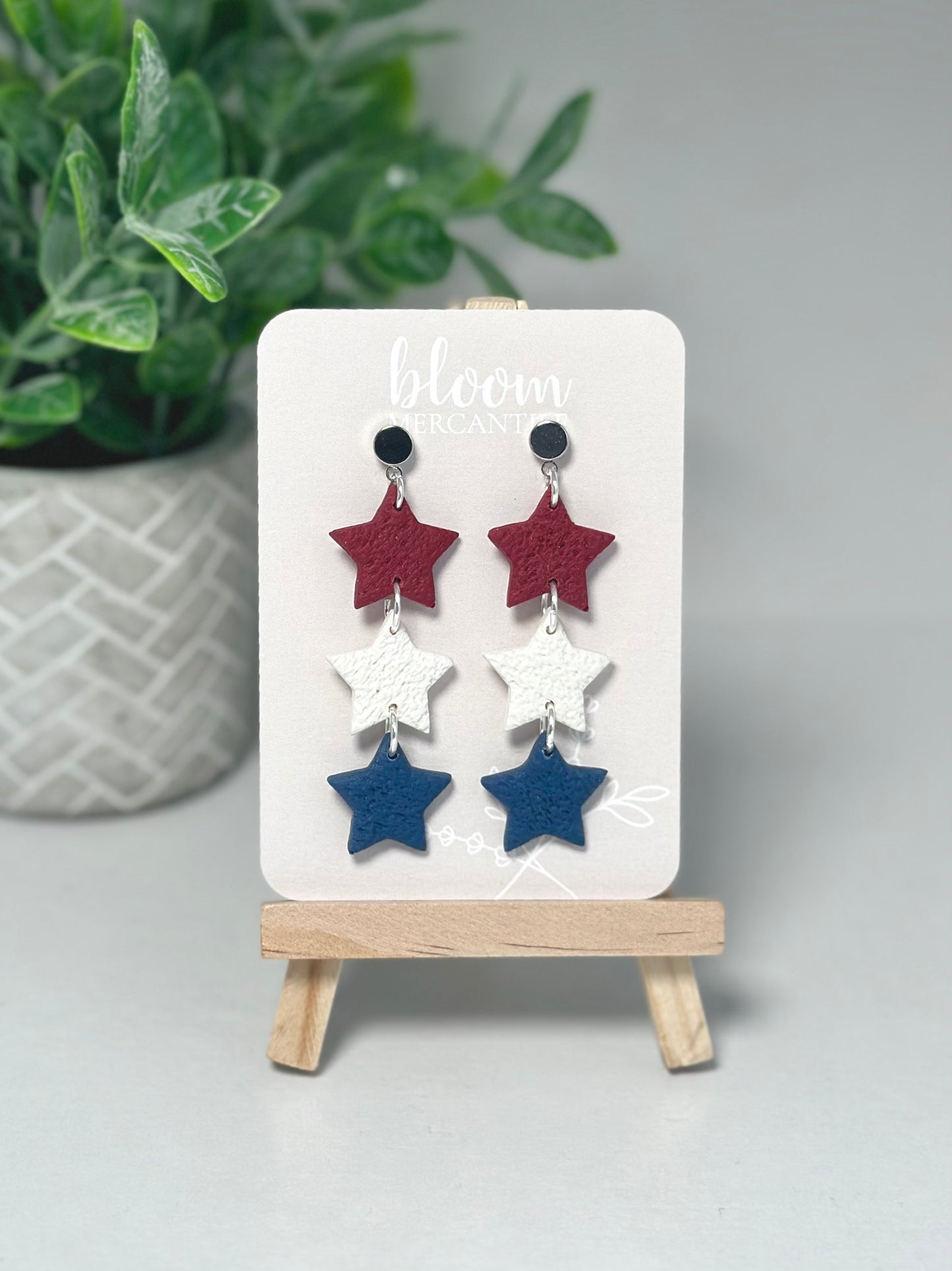 Red, White, and Blue Star Dangles
