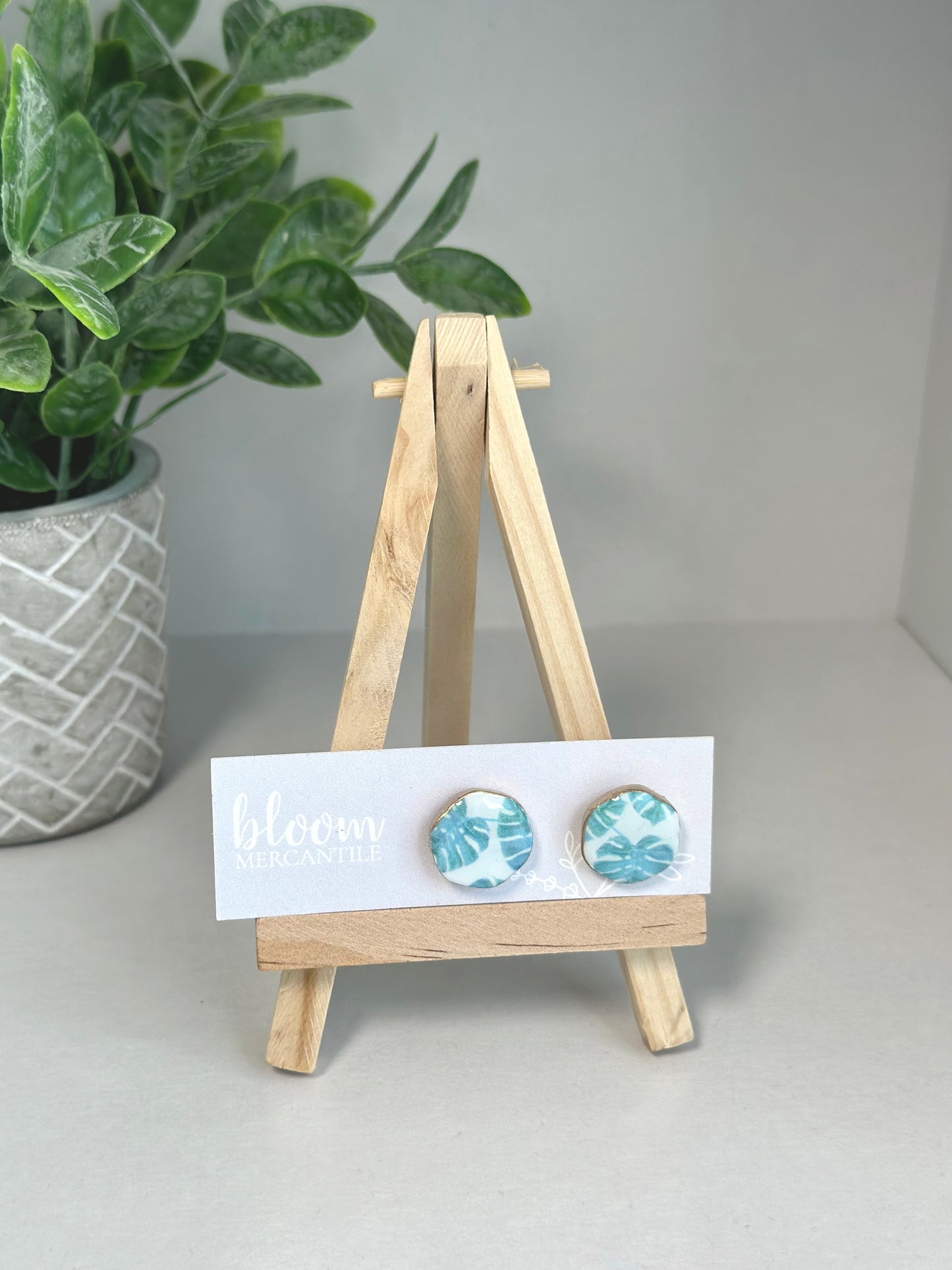 Watercolor Monstera Earrings