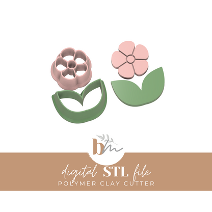 Flower and Leaf Set | Digital STL File | Polymer Clay Tools & Cutters