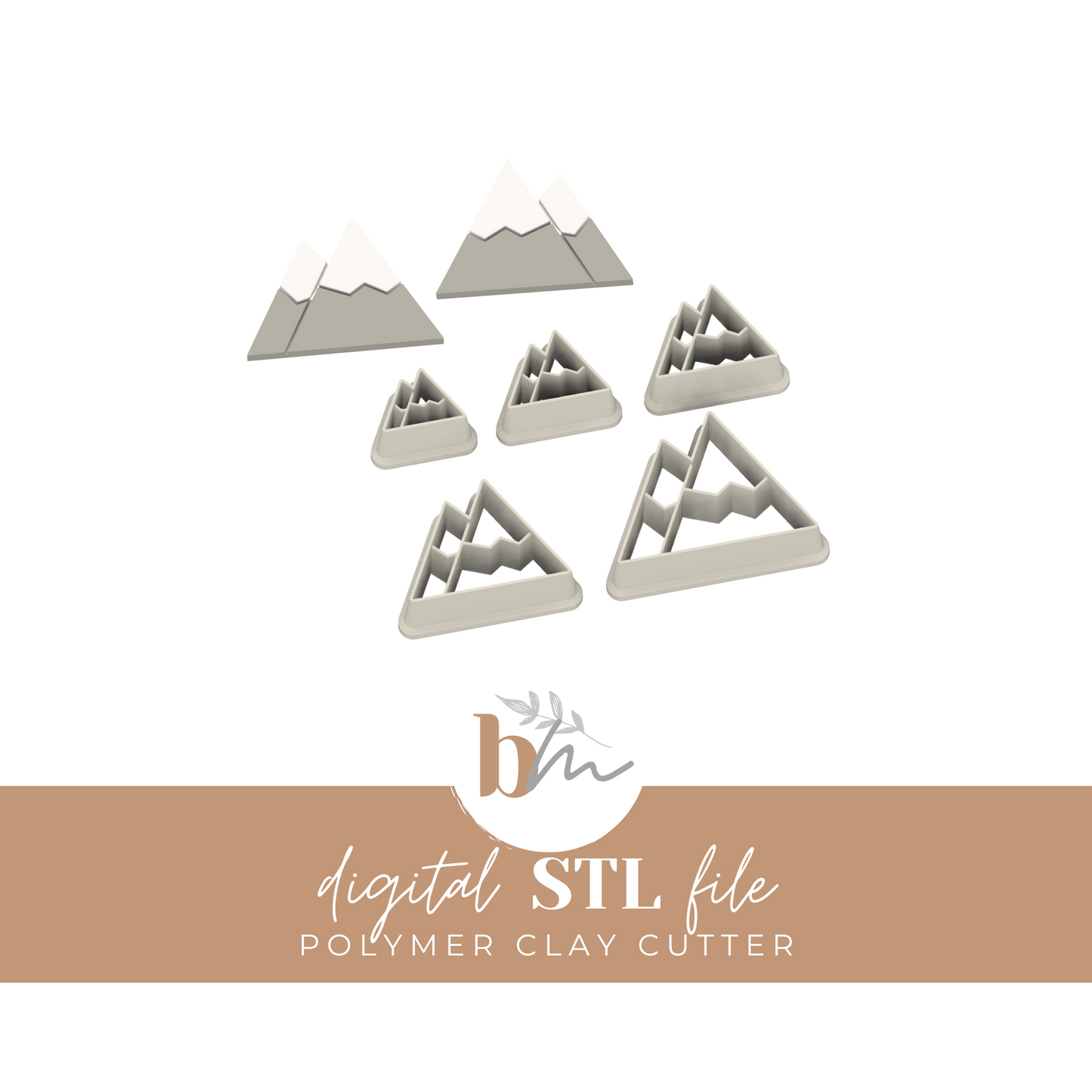 Mountains - 5 Sizes | Digital STL File | Polymer Clay Tools & Cutters