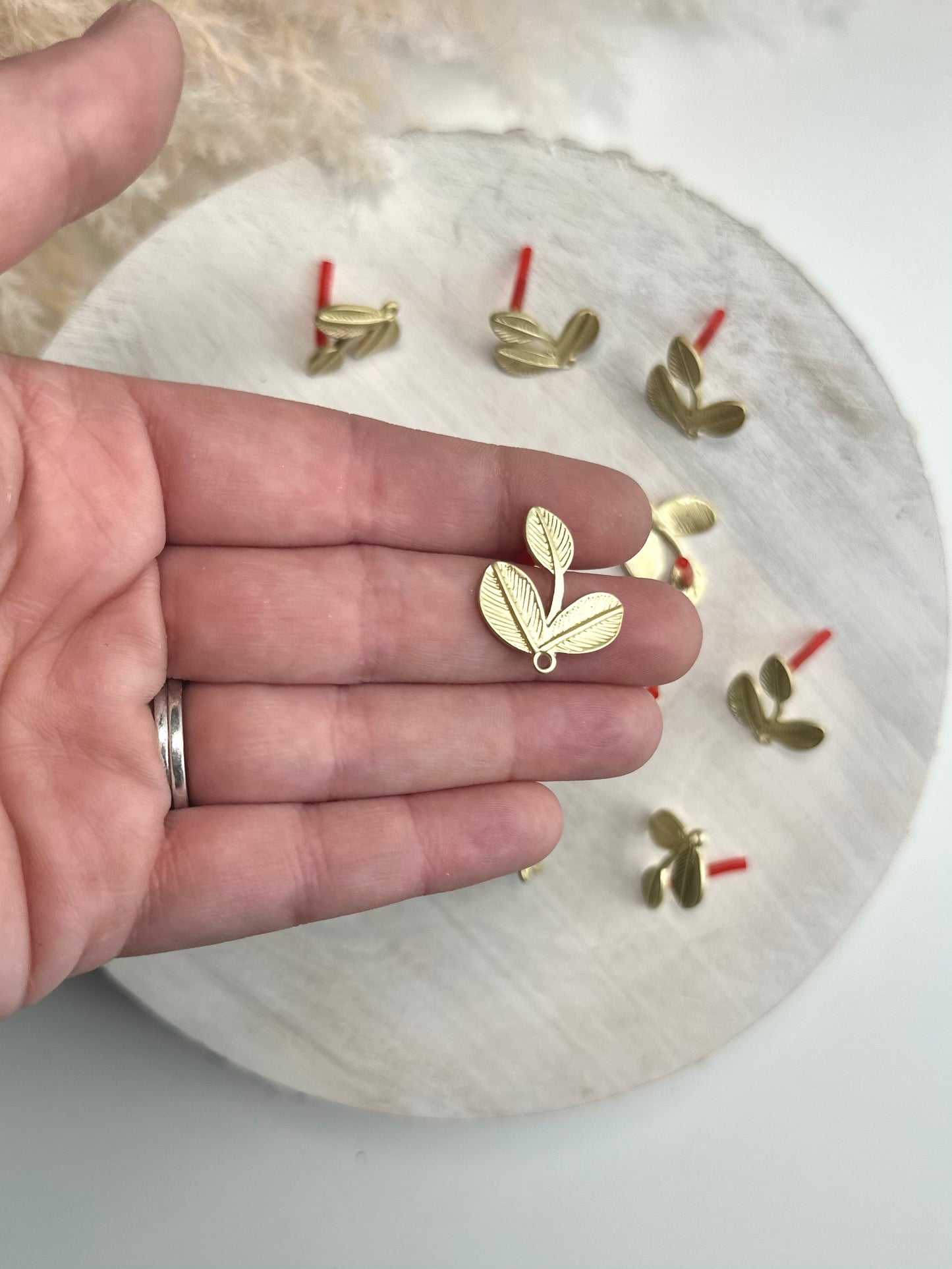 Leaves Earring Post - Gold (10pc)