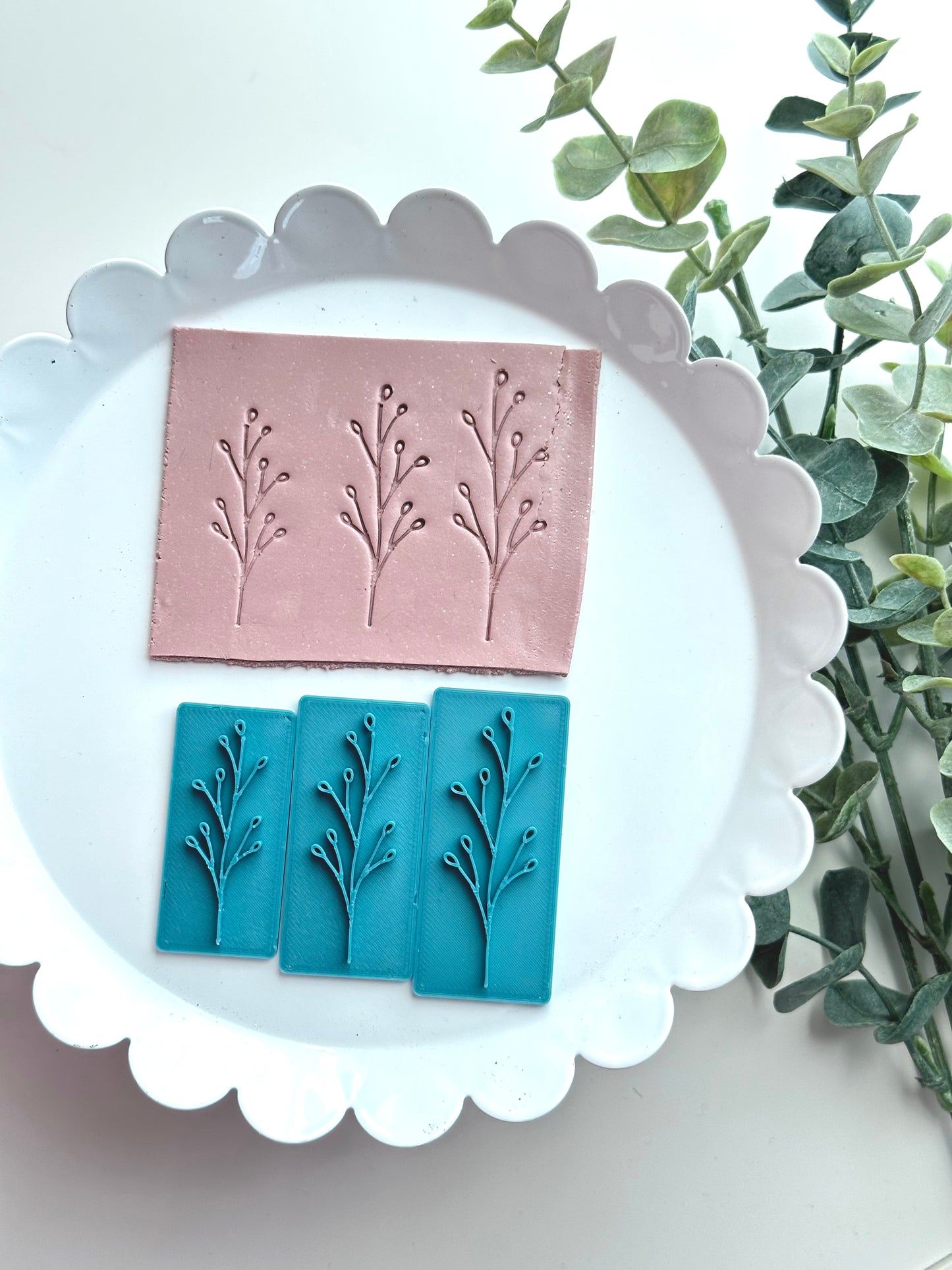 Dotted Leaf Spray | Polymer Clay Stamp