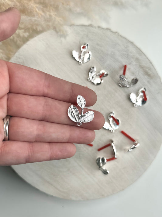 Leaves Earring Post - Silver (10pc)