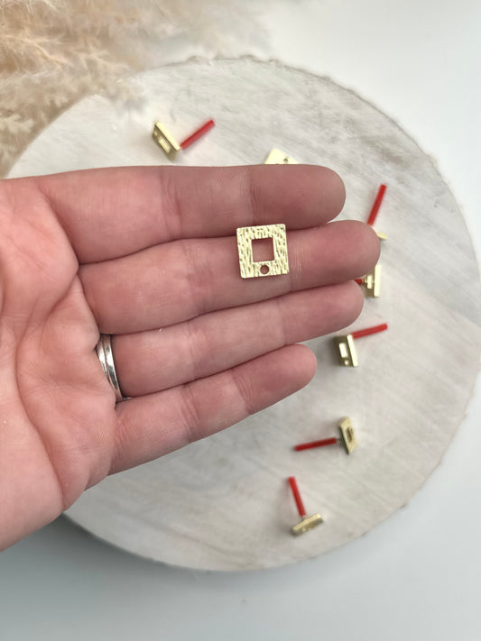 Square Buckle Earring Post - Gold (10pc)