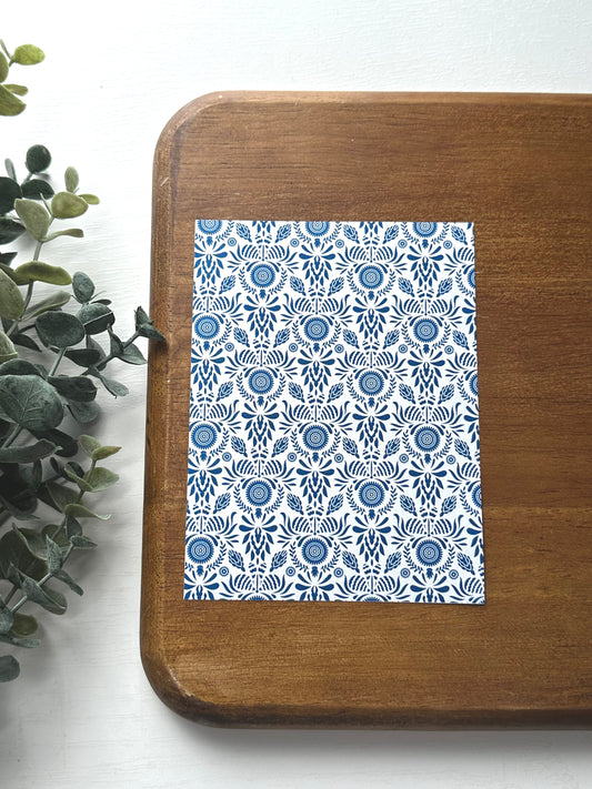 Deep Blue on White Folklore | FK04 | Image Transfer Paper