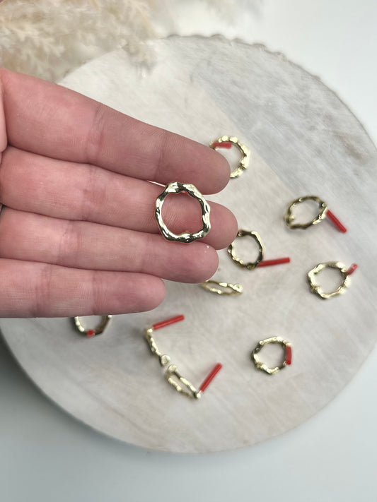 Hammered Open Circle Earring Post - Gold (10pc)