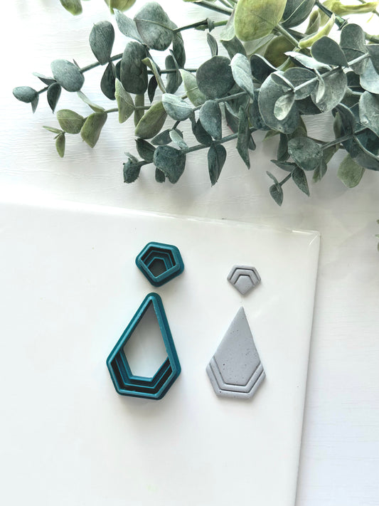 Esme | Embossed Squared Teardrop Set | Polymer Clay Cutter