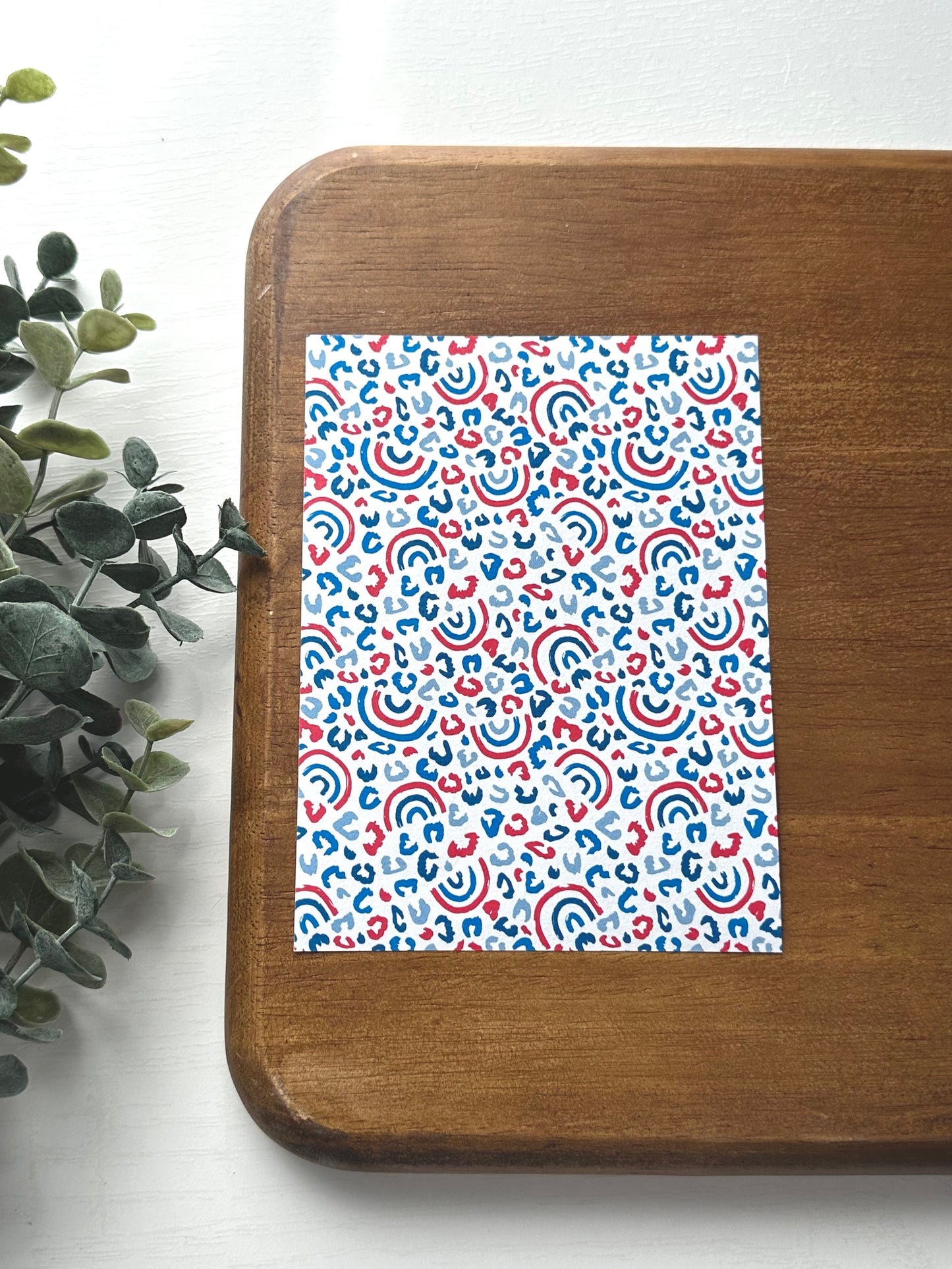 Red, White, & Blue Leopard Print Rainbows | FJ02 | Image Transfer Paper