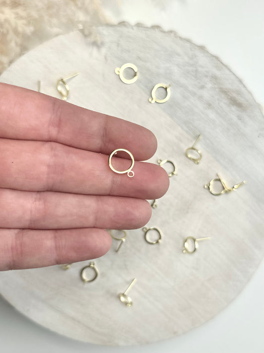 Open Circle Earring Post - Gold (10pc)