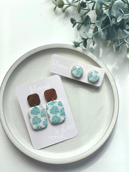 Watercolor Monstera Earrings