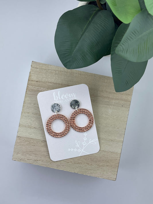 Silver & Rose Gold Filigree Circle Dangles