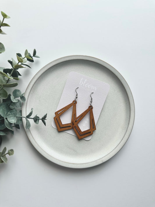 Wood Squared Teardrop Dangles