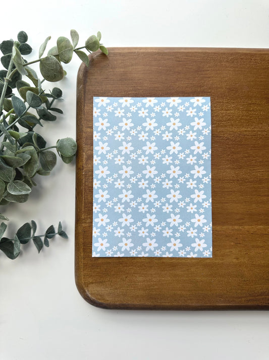 White on Blue Boho Daisies | DA04 | Image Transfer Paper