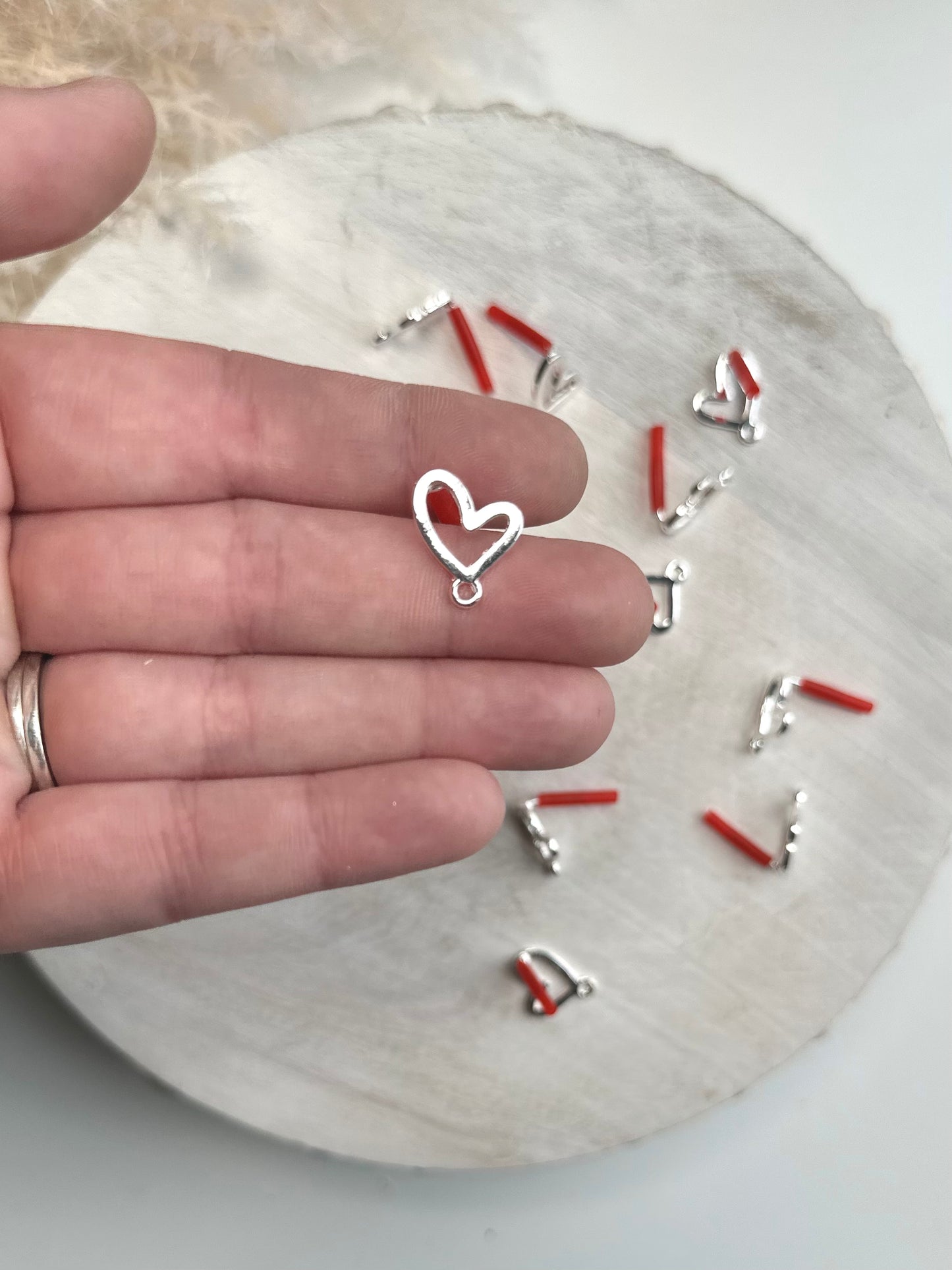 Asymmetrical Heart Earring Post - Silver (10pc)