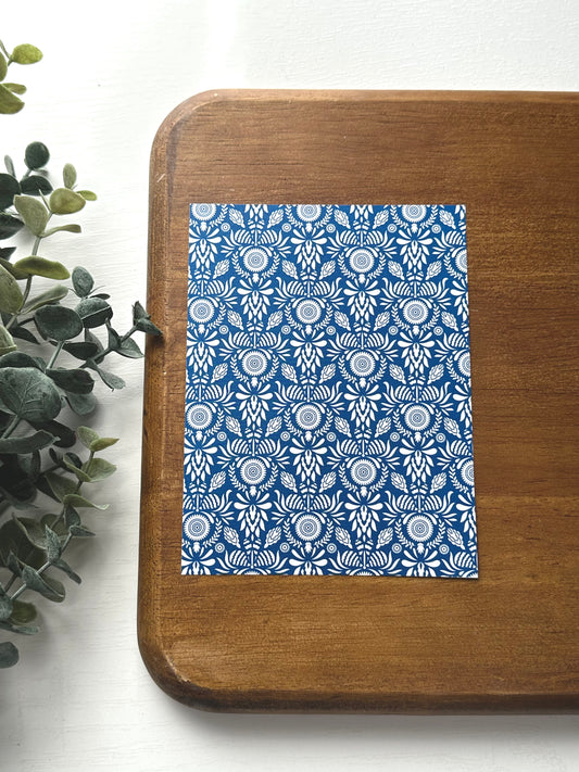 White on Deep Blue Folklore | FK03 | Image Transfer Paper