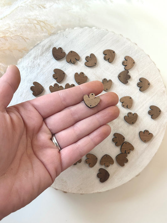 Walnut Wood Scalloped Petal Connector (10pc)