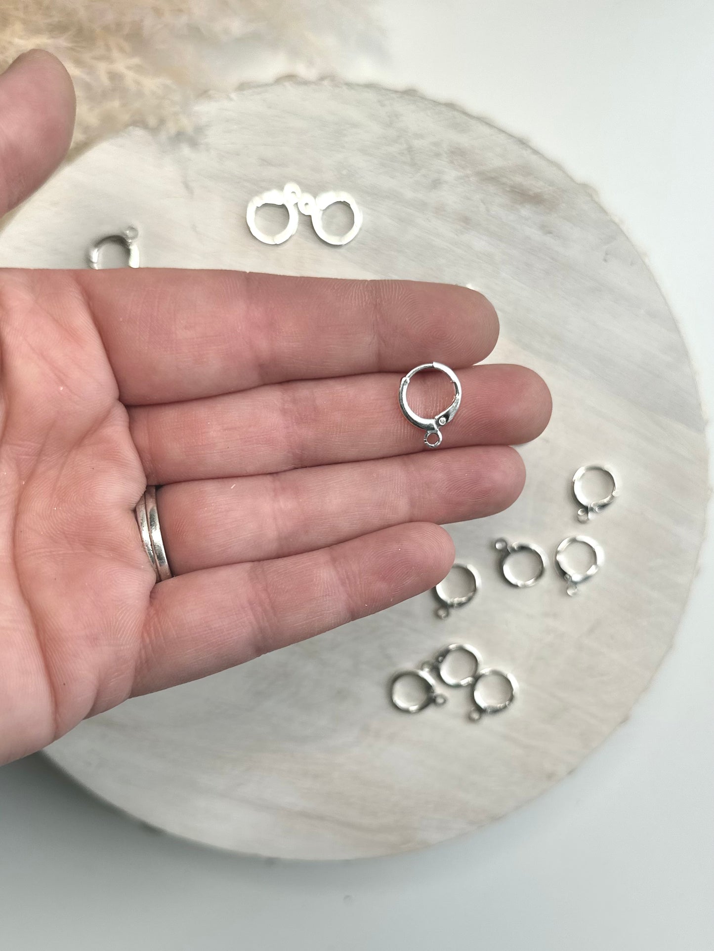 Huggie Leverback Earring Post - Silver (10pc)